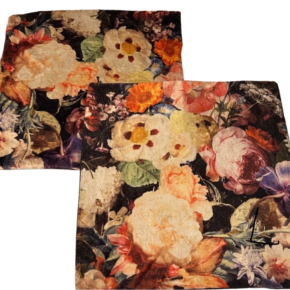 Bohemian Velvet Floral Throw - Accent Pillow‎ Covers Set Velvet Front